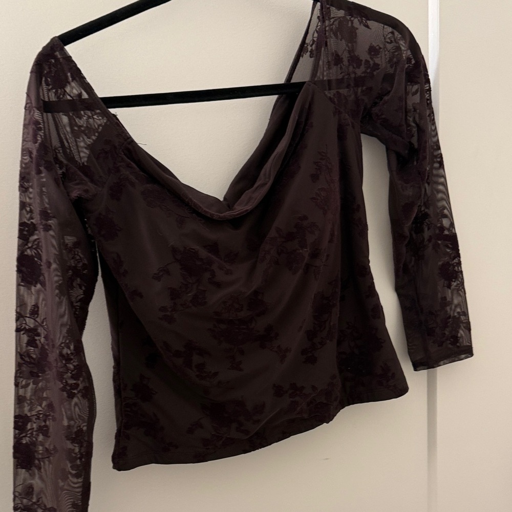 Abercrombie & Fitch Sheer Floral Blouse - Dark Brown